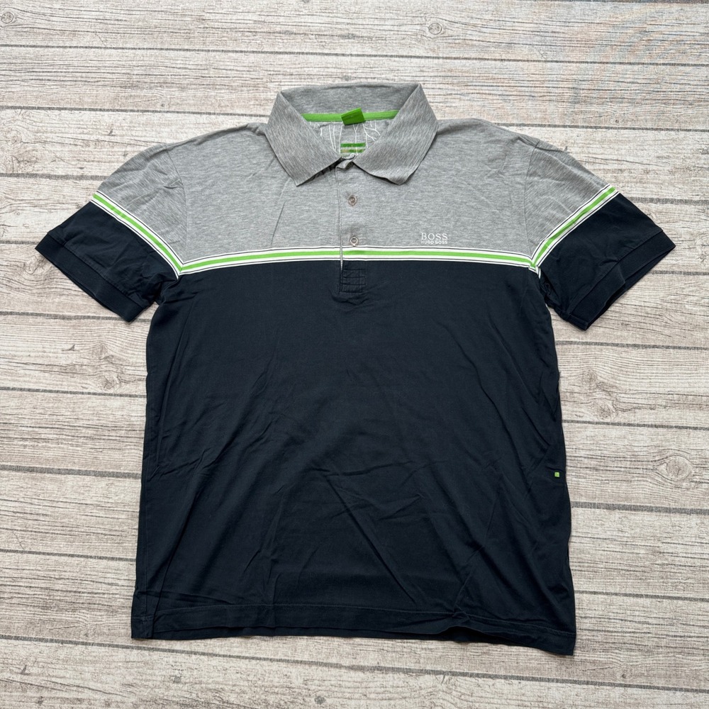 Hugo Boss Polo Shirt Men's XL Colorblock Short Sleeve Cotton Preppy Athleisure
